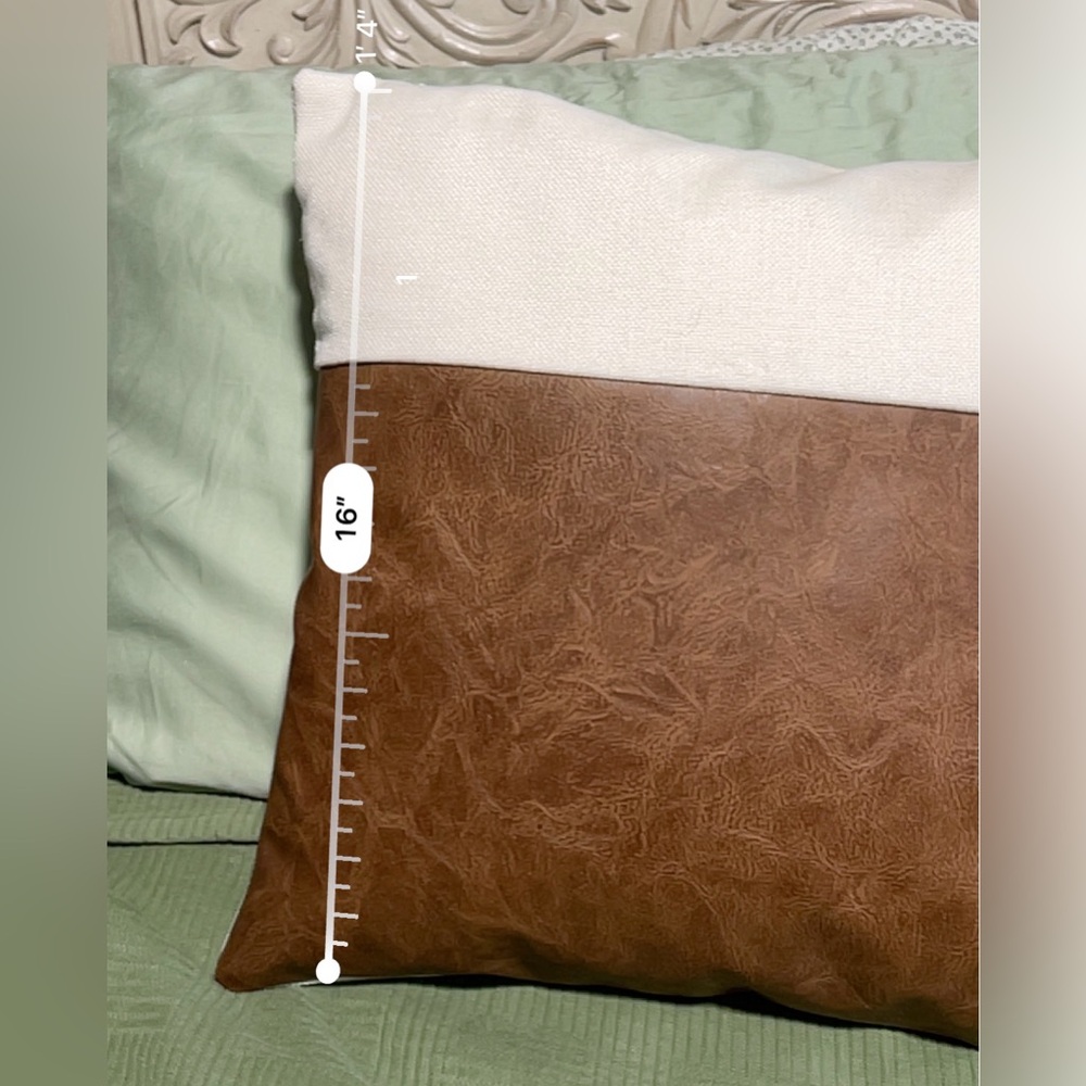Jax & Grace Set of 2 Throw Pillows Faux Leather Brown - Picture 7 of 7